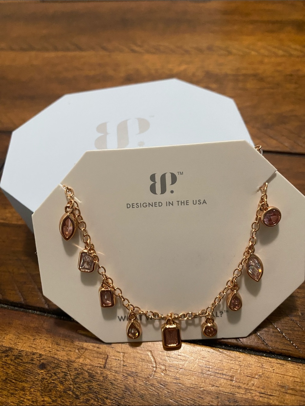 Bomb Party OG Originals Necklace - Rose Quartz Cubic Zirconia - Rose Gold